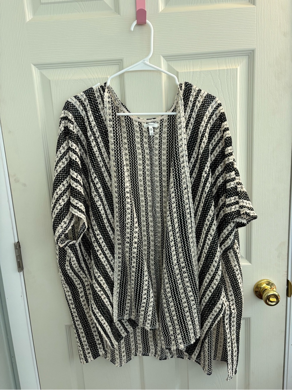 Striped Black & Cream Open-Front Women's Maurice’s Sweater